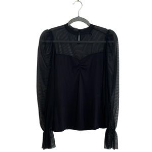 Maje Semi Sheer Black Long Sleeve